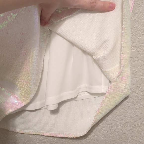 Hayley Paige Occasions pink hologram sequin Wedding Day Vibes mini t shirt dress - Picture 6 of 13